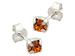 Boucles doreille argent et pierre orange