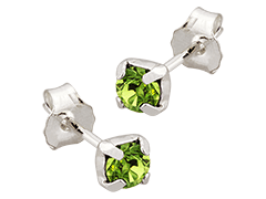 Boucles doreille argent et pierre verte