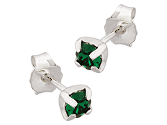 Boucles doreille argent et pierre verte