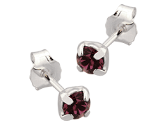 Boucles doreille argent et pierre violette