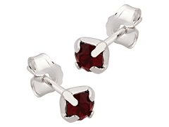 Boucles doreille argent et pierre rouge