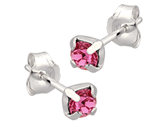 Boucles doreille argent et pierre rose