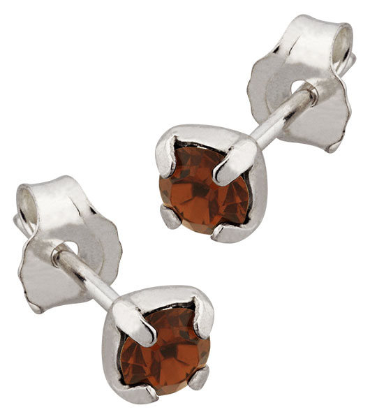 Boucles doreille argent et pierre marron