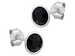 Boucles doreille argent et pierre noire