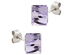 Boucles doreille argent Cube Violet