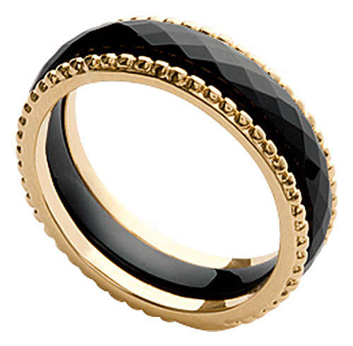 Bague plaqu or et cramique noire