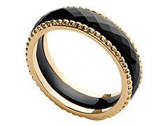 Bague plaqu or et cramique noire