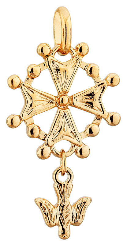 Pendentif plaqu or Croix huguenote