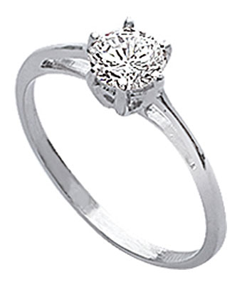Solitaire argent rhodi et oxyde