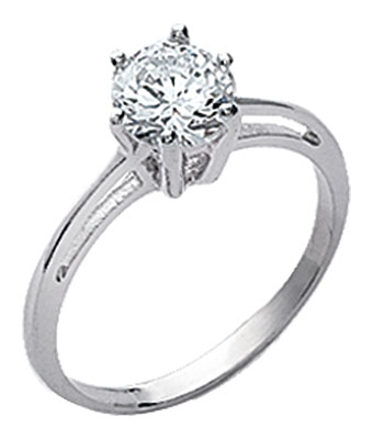 Solitaire argent rhodi et oxyde