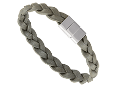 Bracelet Di Angelo cuir gris et acier