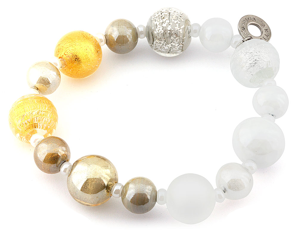Bracelet Antica Murrina Venezia - Anneaux De Verre Transparent Dans écrin - Occasion Très Bel état