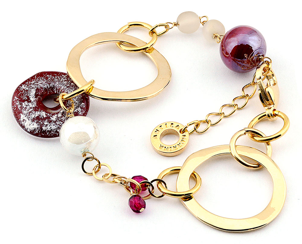 ANTICA MURRINA VENEZIA, bracelet en anneaux de verre dans son écrin