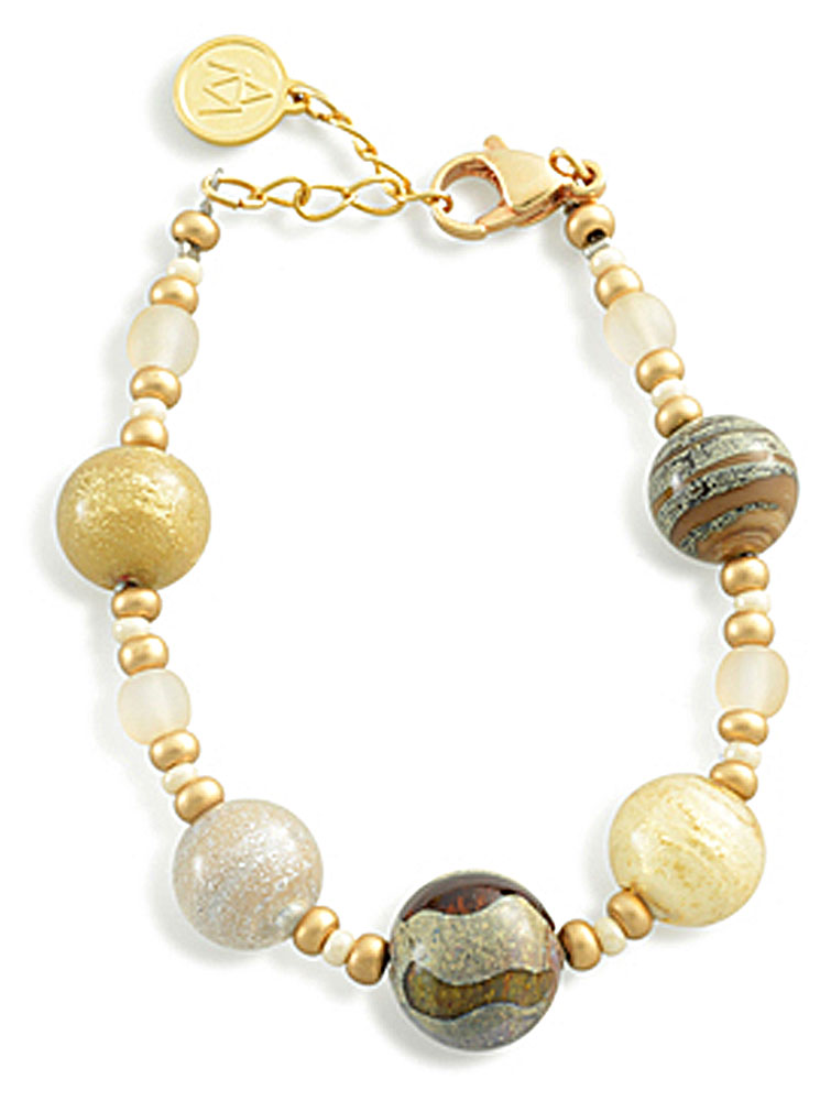 Bracelet Perles De Venise Antica Murrina - Verre Rouge - Fermoir Mousqueton