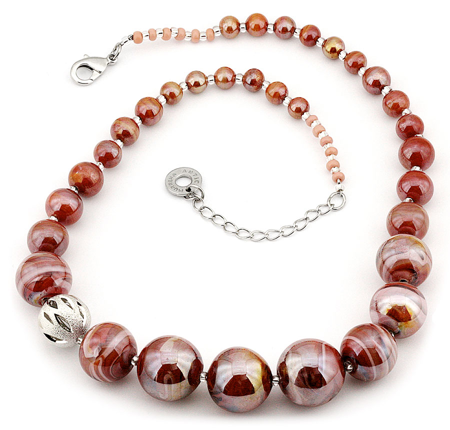 Collier Antica Murrina Avec Pendentif En Verre De Murano - Cordon, Couleur Rouille