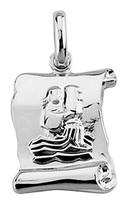 Pendentif argent rhodi Verseau