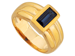 Bague plaqu or pierre bleue