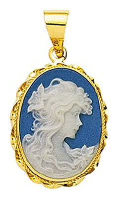 Pendentif or jaune Came bleu