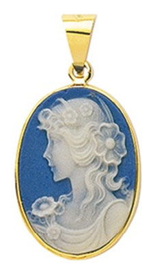 Pendentif or jaune Came bleu