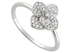 Bague or blanc et diamants Fleur