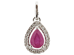 Pendentif or blanc, rubis et diamants