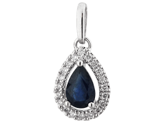 Pendentif or blanc et saphir bleu