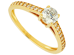Solitaire or jaune et oxyde