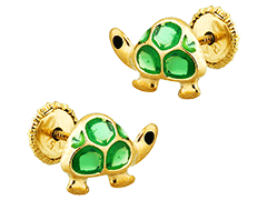 Boucles doreille or jaune 9K Tortue