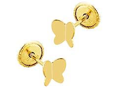 Boucles doreille or jaune 9K Papillon