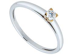 Solitaire or bicolore et diamant 0.12 ct