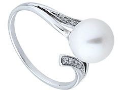 Bague or blanc et perle