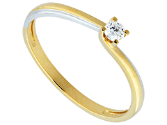 Solitaire or bicolore et diamant