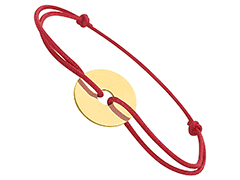 Bracelet tissu rouge et or jaune