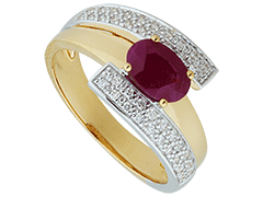 Bague or bicolore et rubis