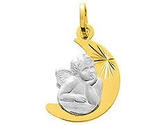 Pendentif or bicolore Ange