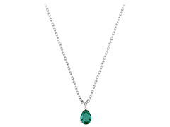 Collier argent et pierre verte