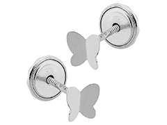 Boucles doreille or blanc Papillon