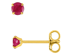 Boucles doreille or jaune et rubis