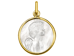 Pendentif or jaune et nacre Ange