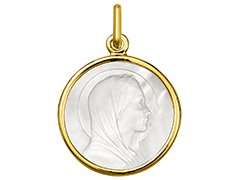 Pendentif or jaune et nacre Vierge