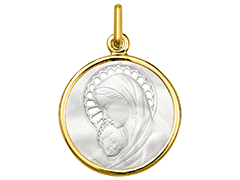 Pendentif or jaune et nacre Vierge