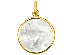 Pendentif or jaune et nacre Colombe