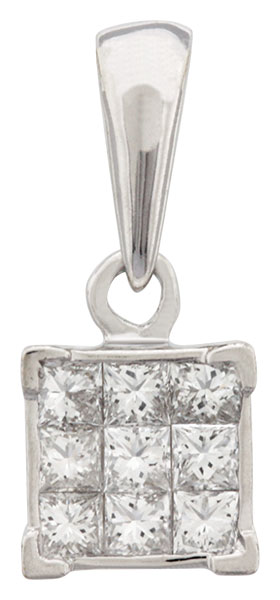 Pendentif or blanc et diamants 0.25 carat