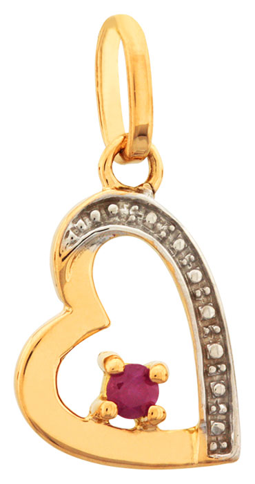 Pendentif or bicolore, rubis et diamants