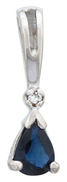 Pendentif or blanc, saphir et diamant