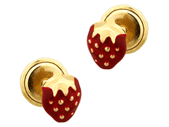 Boucles doreille or jaune 9K Fraise