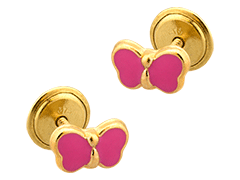 Boucles doreille or jaune 9K Papillon