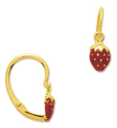 Boucles doreille or jaune 9K Fraise