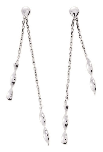 Boucles doreilles or blanc 9K
