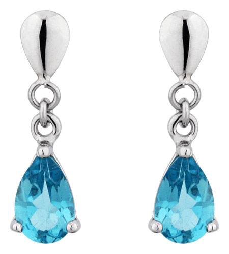 Boucles doreille or blanc et topaze